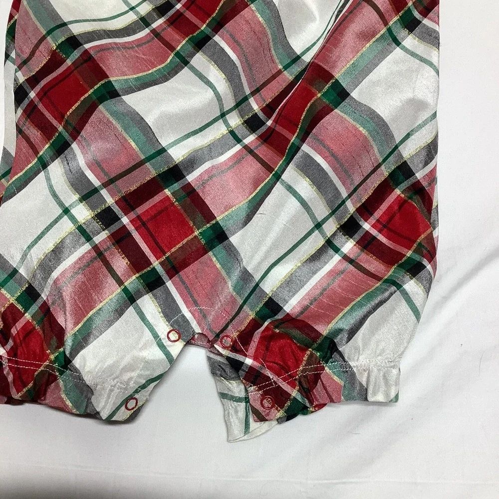 GYMBOREE Baby Girls Christmas Plaid Romper Size 18-24 months infant red bow